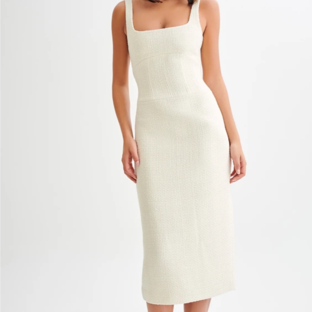 Meshki Calder Tweed Midi Dress- Ivory